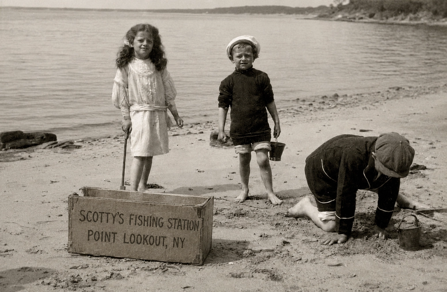 Children at the water near Scotty’s in Point Lookout